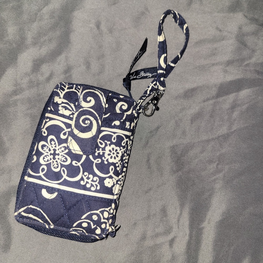 Vera Bradley Wristlet Twirly Birds Navy Wallet Cosmetic Bag Clutch Purse RETIRED